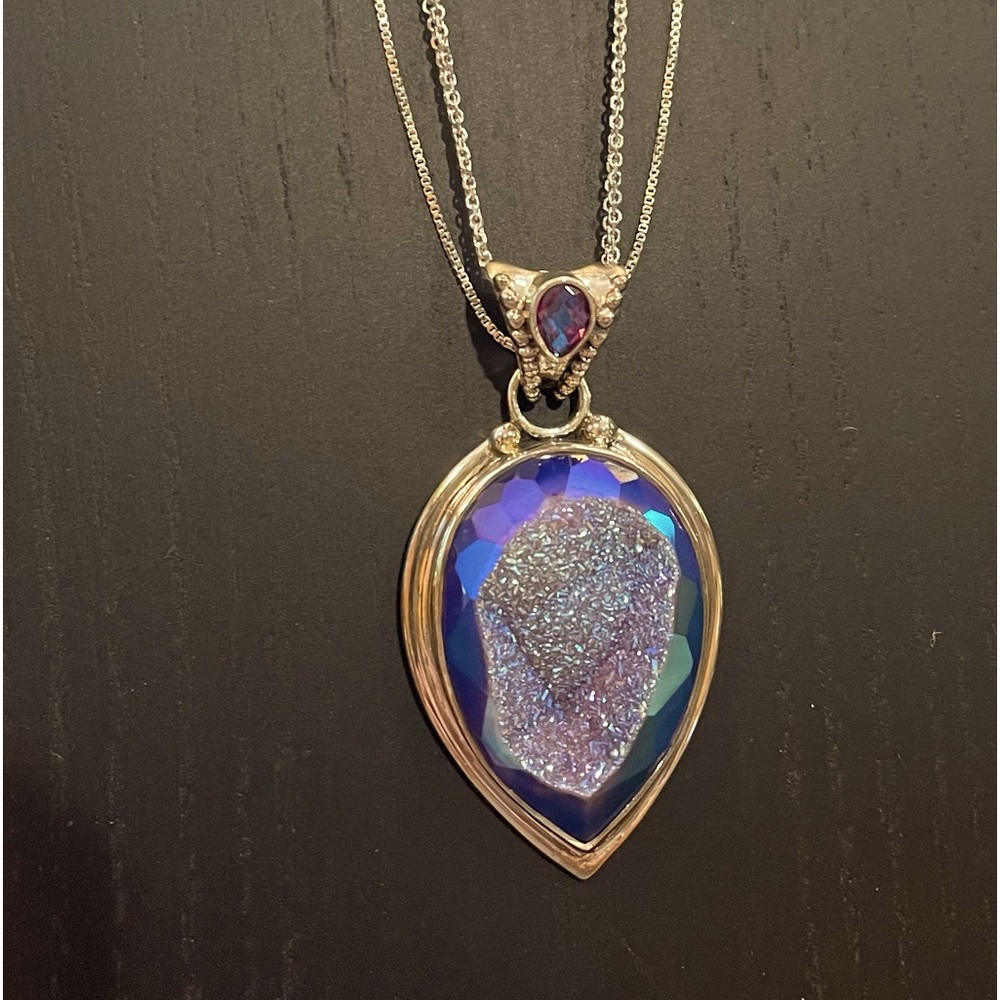 Faceted Window Drury Pear Sterling Silver Necklace by Sagen